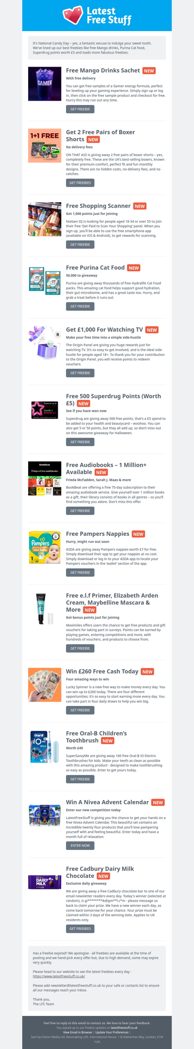 Free Mango Drinks, Purina Cat Food, Superdrug Points & More