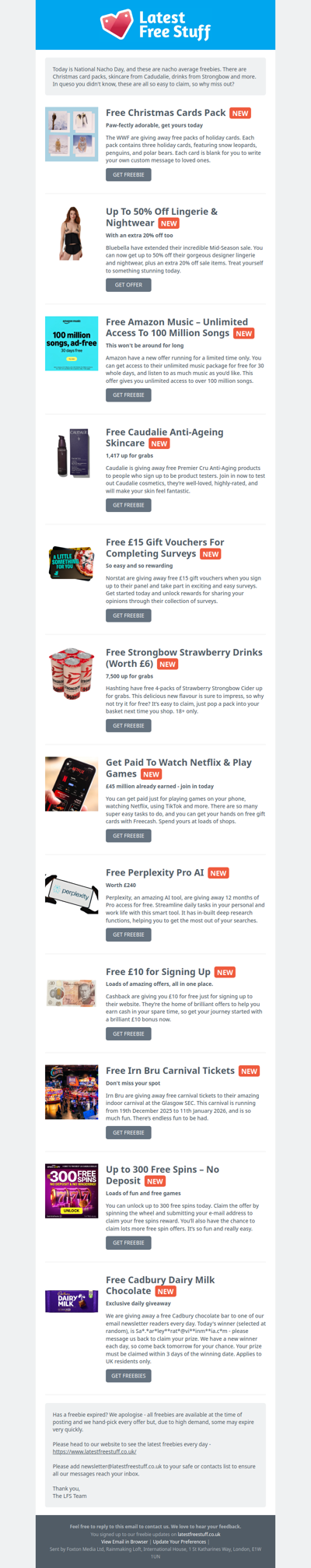 Free Christmas Cards, Caudalie Skincare, Strongbow Drinks & More