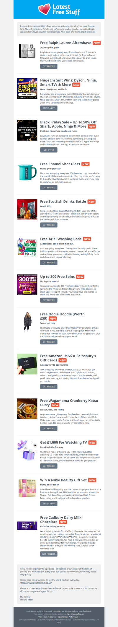 Free Ralph Lauren Aftershave, Enamel Cup, Ariel Pods & More