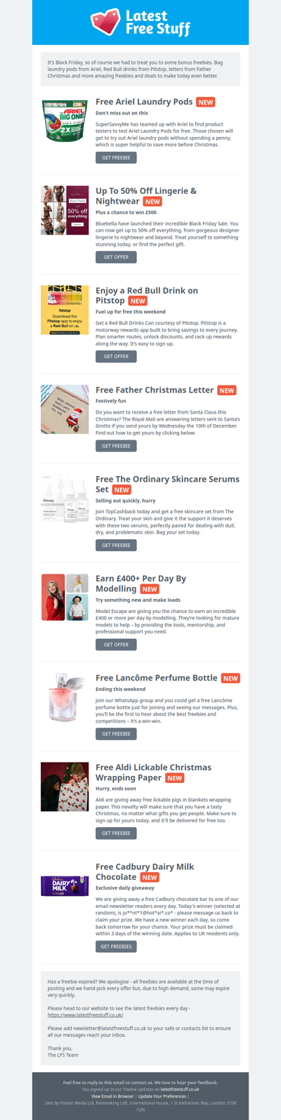 More Black Friday Offers - Free Ariel Laundry Pods, Red Bull Drink & More