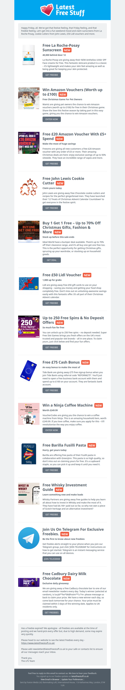 Free La Roche-Posay Sunscreen, Cookie Cutters, £50 Lidl Voucher & More