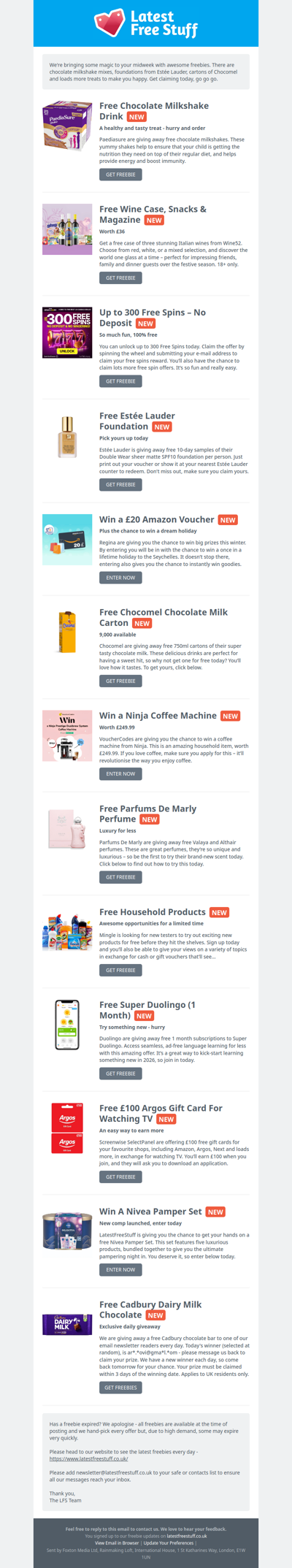 Free Chocolate Milk Mix, Estée Lauder Foundation, Chocomel Carton & More