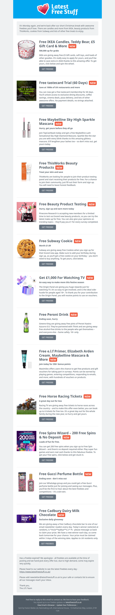 Free IKEA Candles, ThisWorks Products, Subway Cookies & More