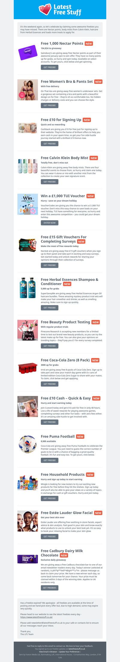 Free 1,000 Nectar Points, Calvin Klein Body Mist, Herbal Essences Haircare & More