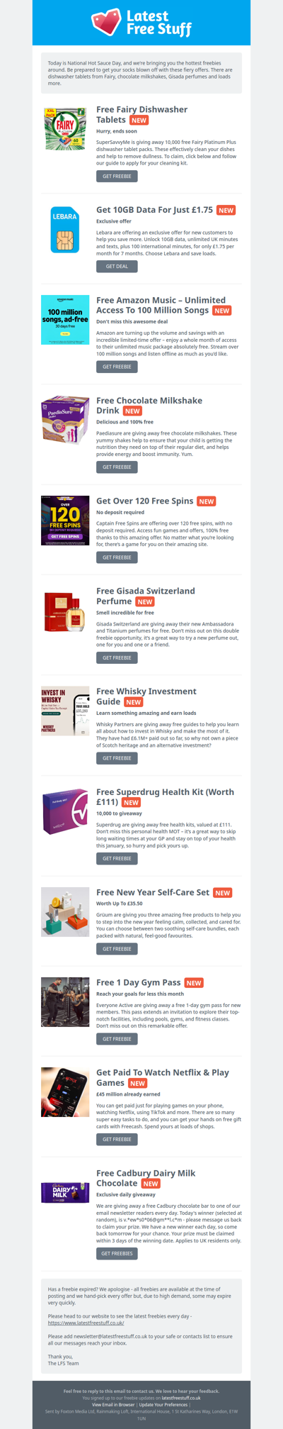 Free Fairy Dishwasher Tablets, Chocolate Milkshakes, Gisada Perfumes & More