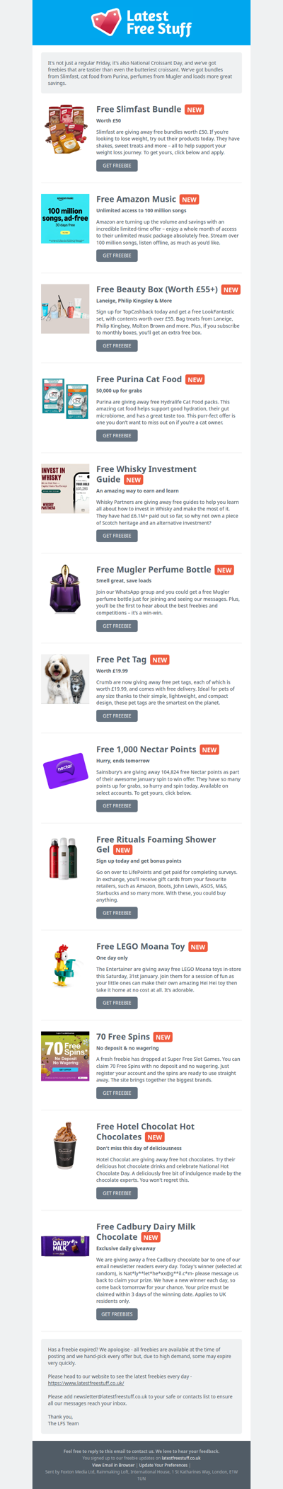 Free Slimfast Bundle, Purina Cat Food, Mugler Perfume & More