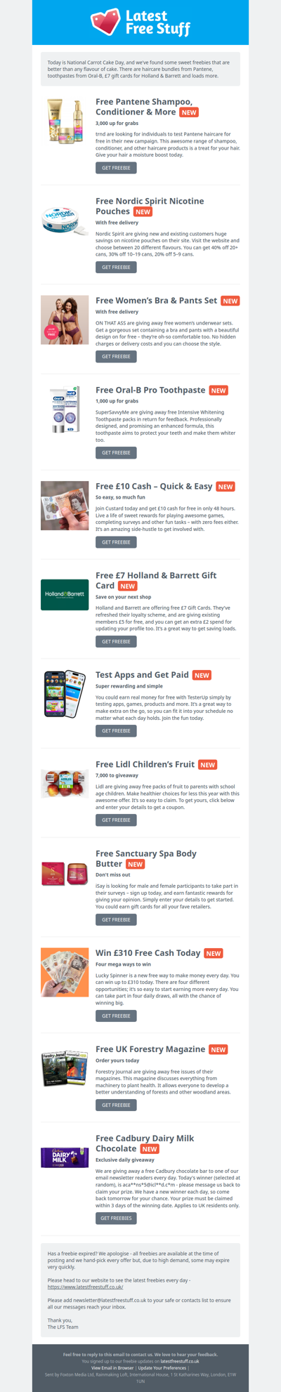 Free Pantene Haircare, Oral-B Toothpaste, £7 Holland & Barrett Spend & More