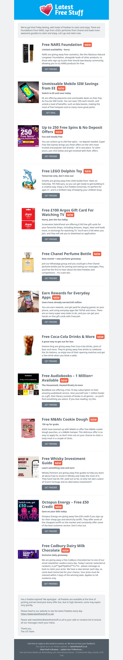 Free NARS Foundation, LEGO Toys, Chanel Perfume & More