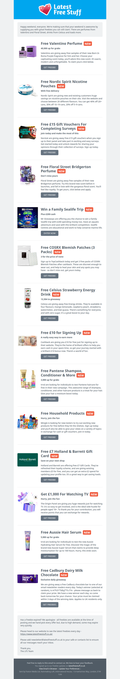 Free Valentino Perfume, Floral Street Perfume, Celsius Drink & More
