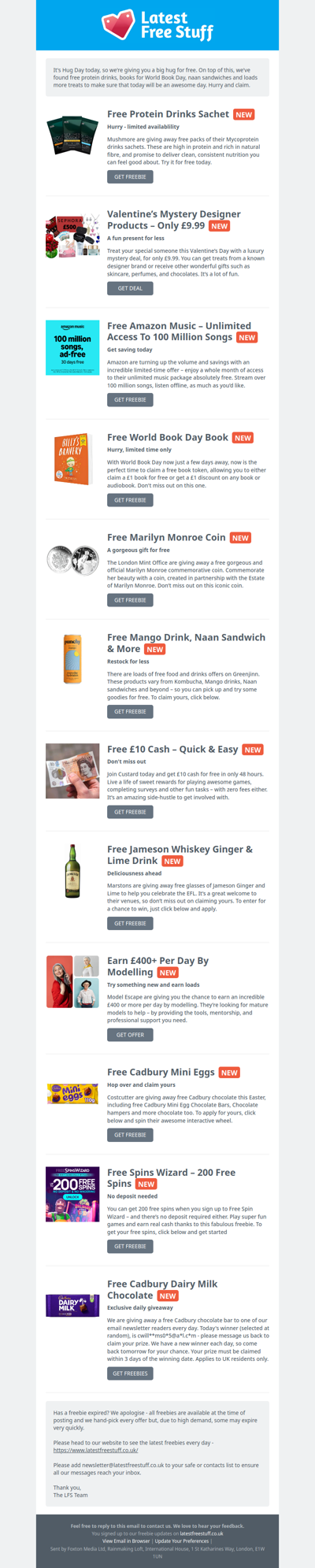 Free Protein Drink, World Book Day Book, Naan Sandwich & More