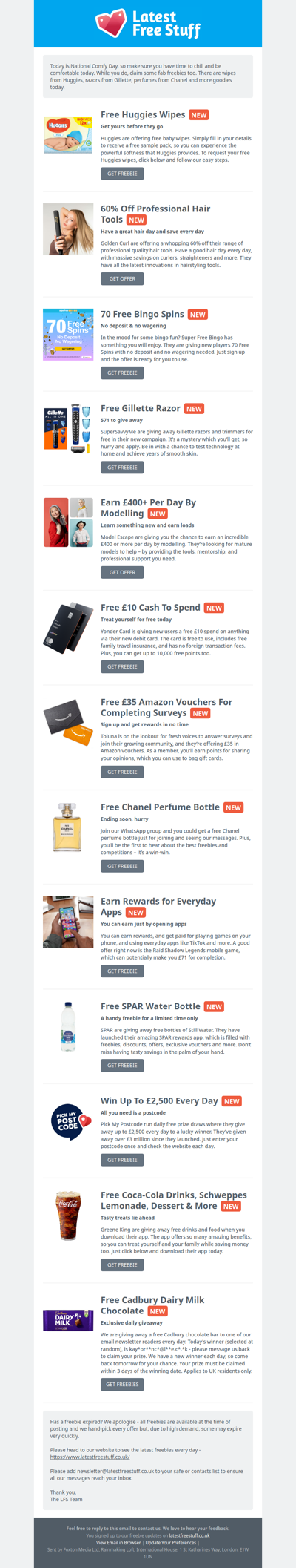 Free Huggies Wipes, Gillette Razor, Chanel Perfume & More