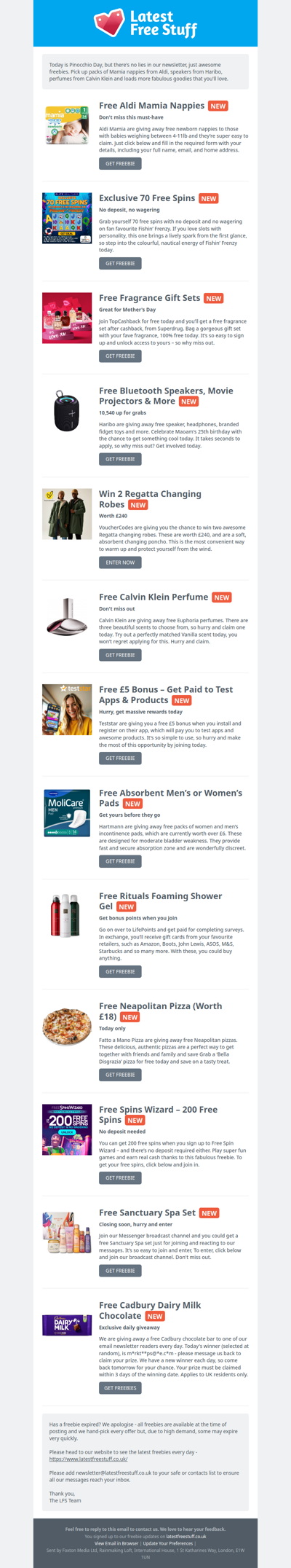 Free Aldi Mamia Nappies, Bluetooth Speakers, Calvin Klein Perfumes & More