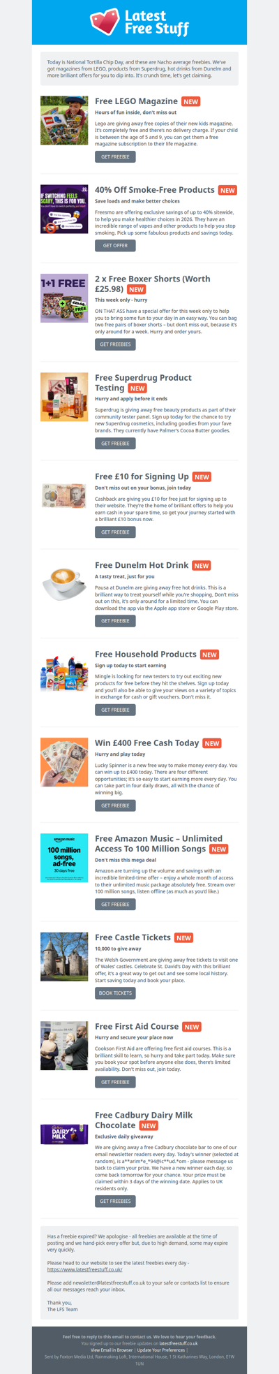 Free LEGO Magazine, Superdrug Products, Dunelm Drinks & More