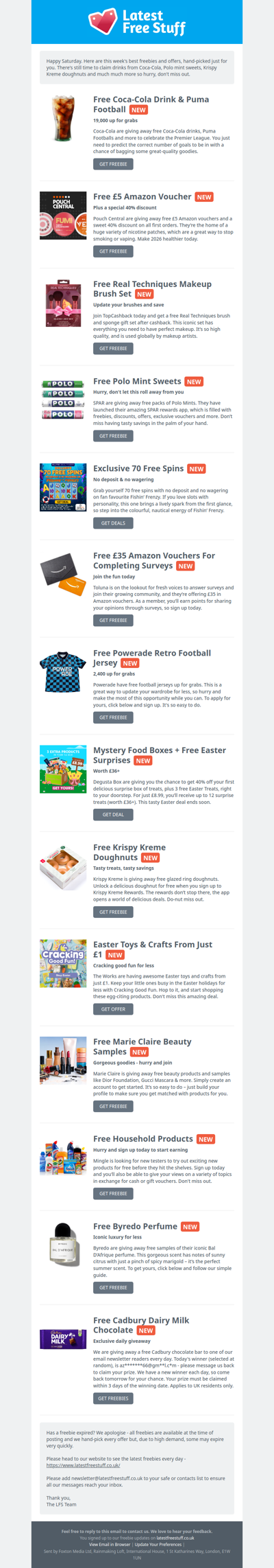 Free Coca-Cola Drink, Polo Mint Sweets, Krispy Kreme Doughnuts & More