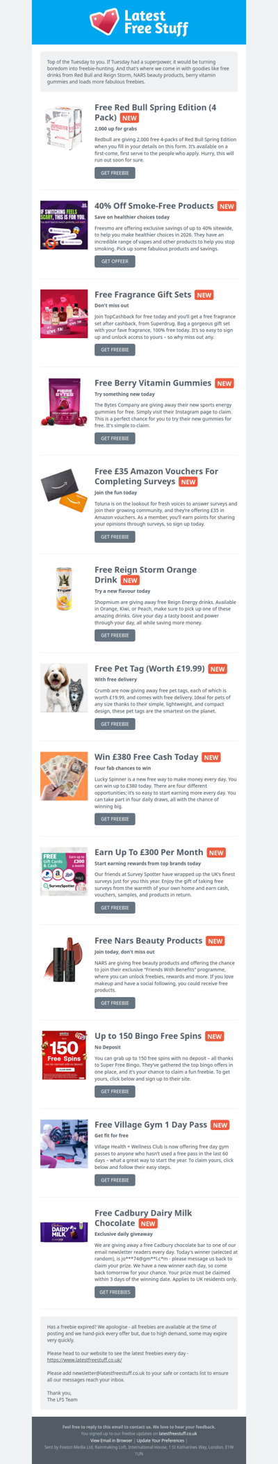 Free Red Bull Drinks, Orange Drinks, Nars Beauty Products & More