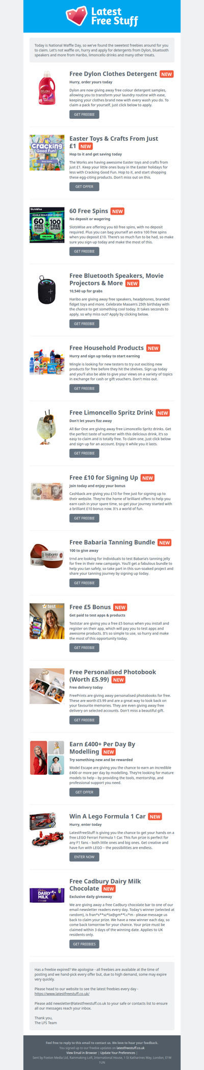 Free Dylon Detergent, Bluetooth Speakers, Limoncello Drink & More