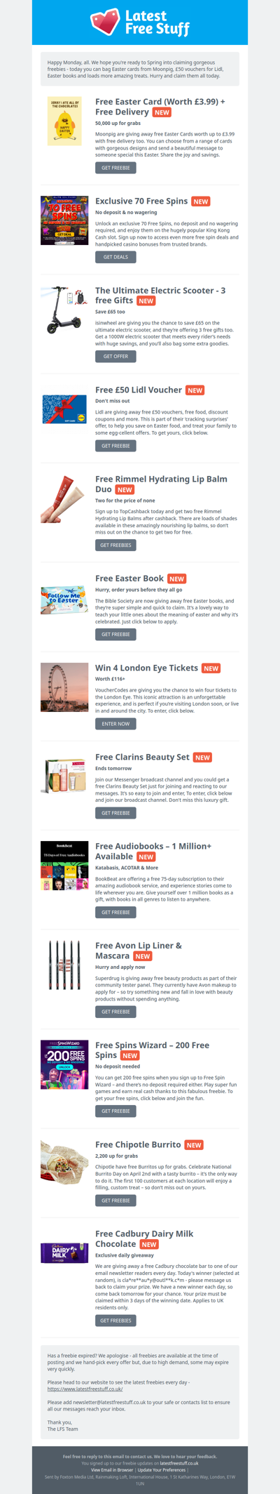 Free Easter Card, £50 Lidl Voucher, Easter Book & More