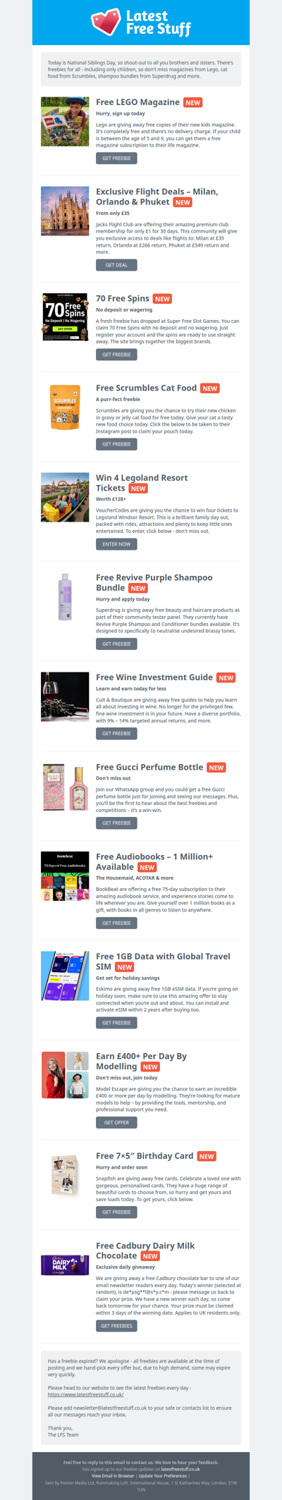 Free Lego Magazine, Scrumbles Cat Food, Purple Shampoo Bundle & More