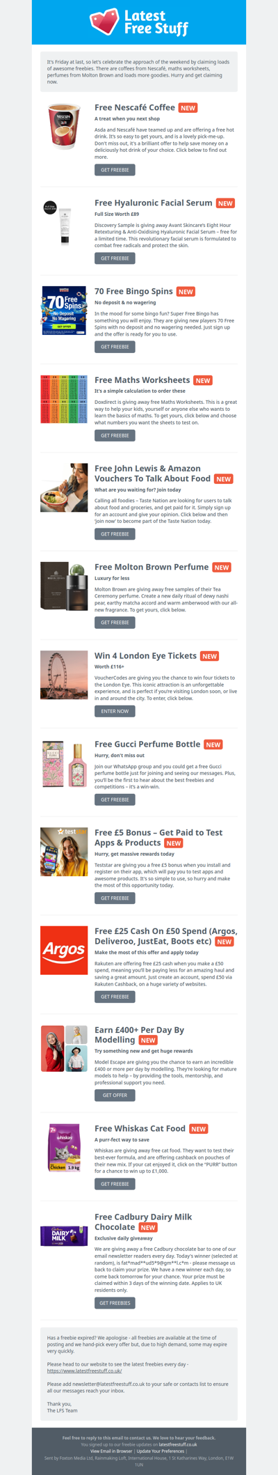 Free Nescafé Coffee, Maths Worksheets, Molton Brown Perfume & More