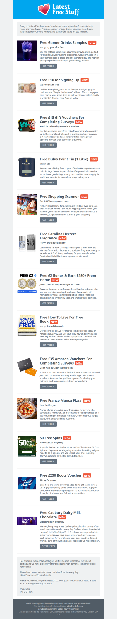 Free Gamer Drinks, Dulux Paint, Carolina Herrera Fragrance & More