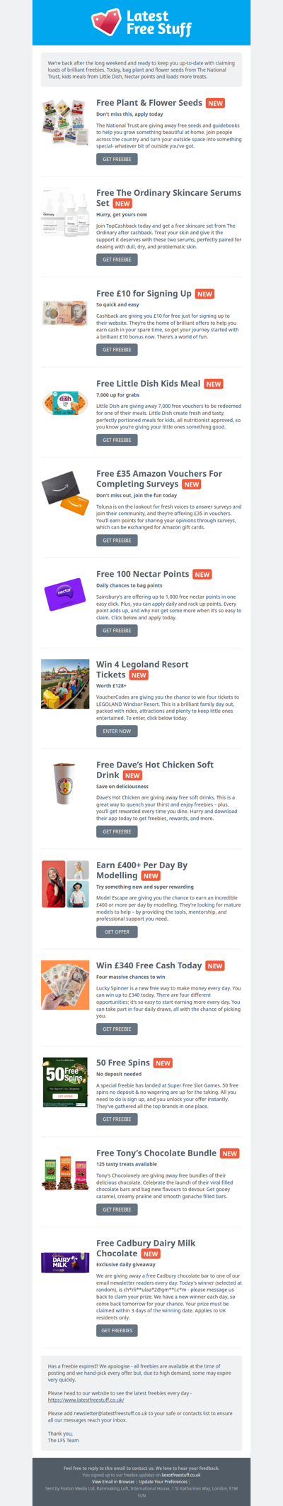 Free Plant Seeds, Little Dish Meal, 100 Nectar Points & More