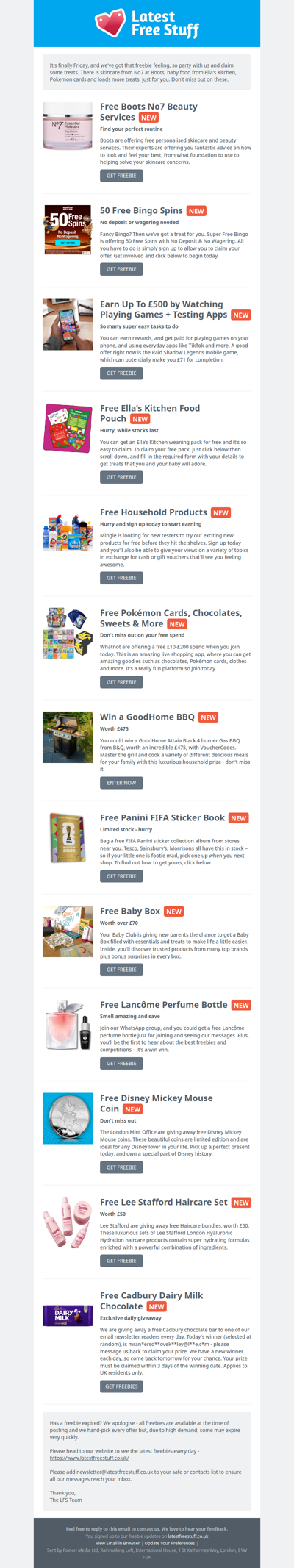 Free No7 Skincare, Ella's Kitchen Food, Pokemon Cards & More