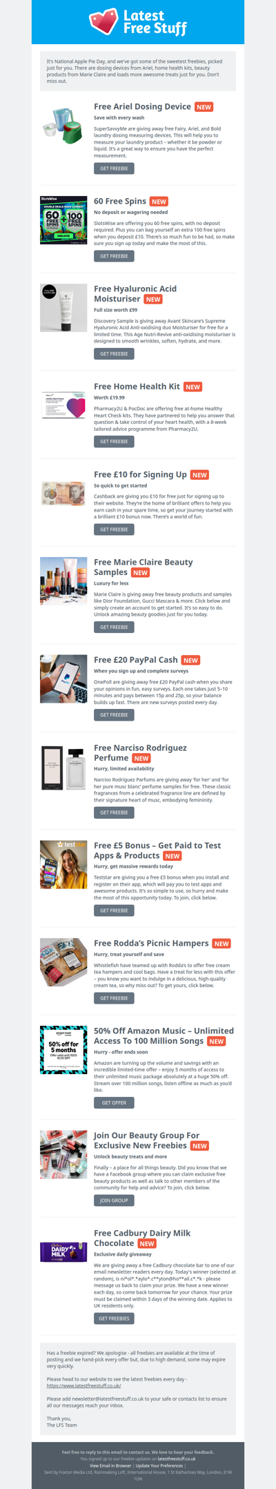 Free Ariel Dosing Ball, Home Health Kit, Marie Claire Beauty & More