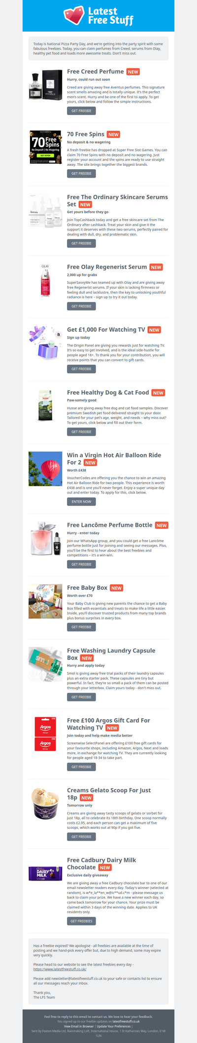 Free Creed Perfume, Olay Serum, Dog Food & More