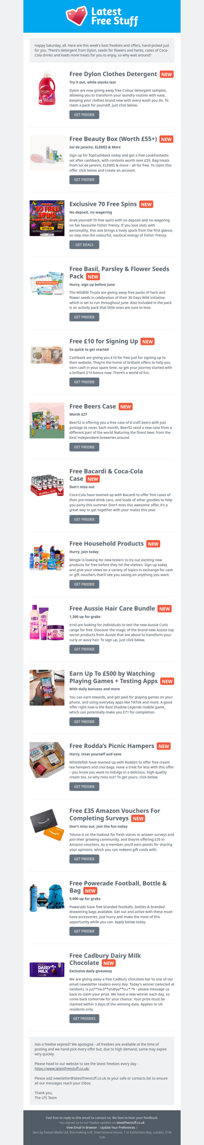 Free Dylon Detergent, Herb Seeds, Coca-Cola Drinks & More