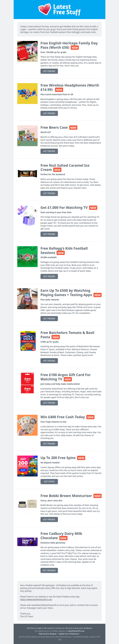 Free English Heritage Pass, Nuii Ice Cream, Kellogg's Football Sessions & More
