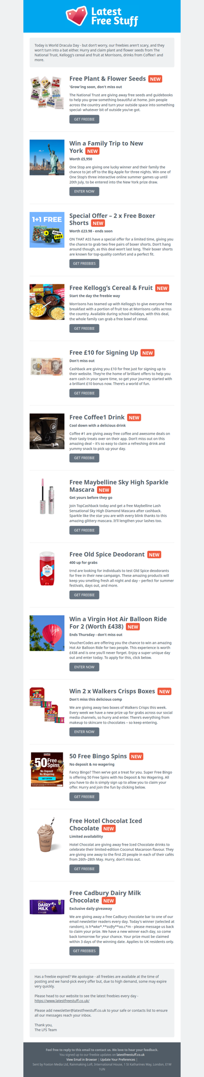 Free Plant Seeds, Kellogg's Cereal, Coffee1 Drink & More