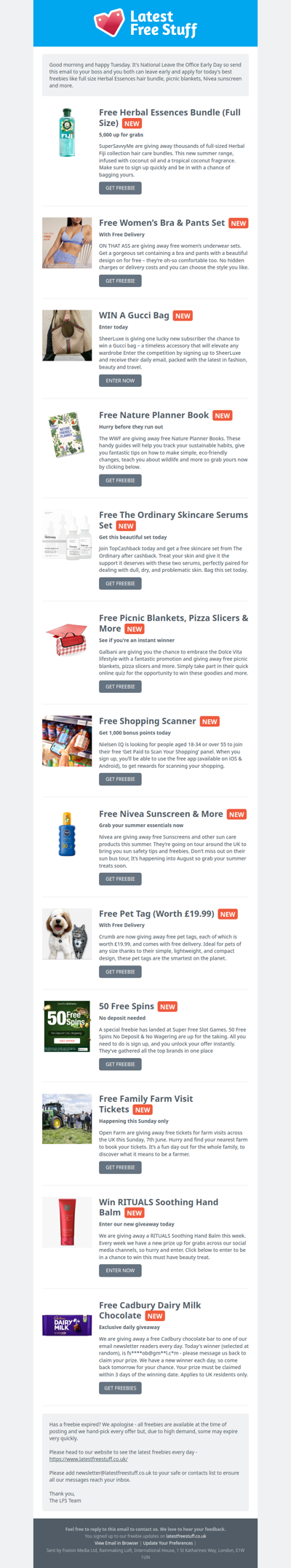 Free Herbal Essences Bundle, Nivea Sunscreen, Picnic Blankets & More