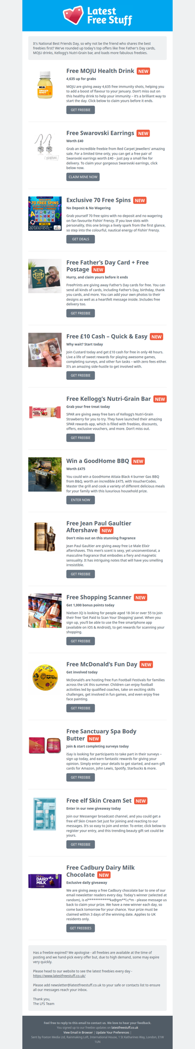 Free Father's Day Card, MOJU Health Drinks, Jean Paul Gaultier Aftershave & More