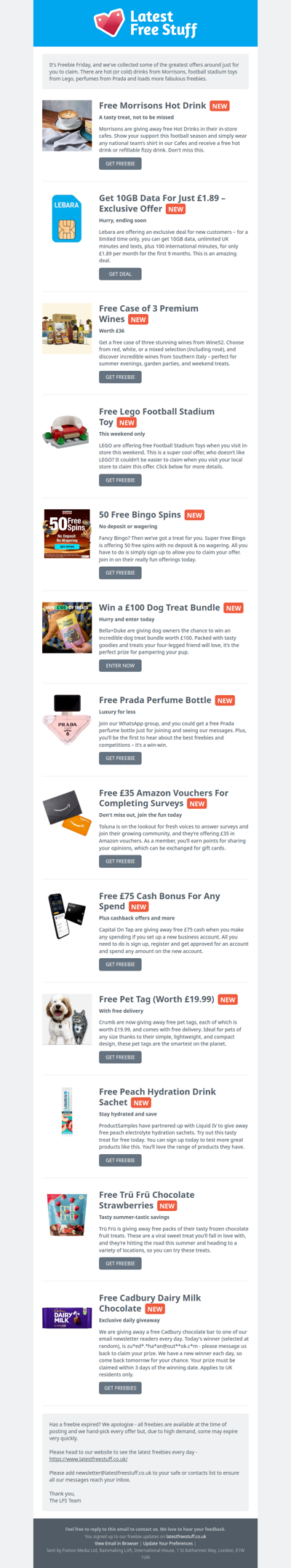 Free Morrisons Hot Drink, Lego Football Toy, Prada Perfume & More