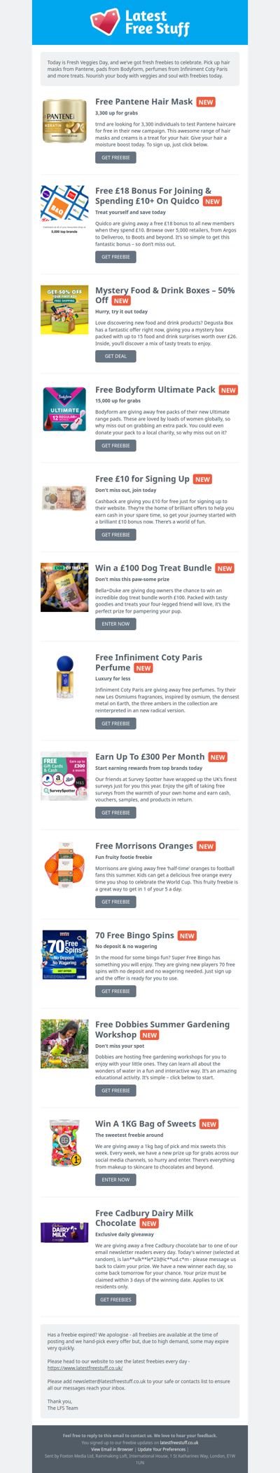 Free Pantene Hair Mask, Bodyform Pads, Infiniment Coty Paris Perfume & More