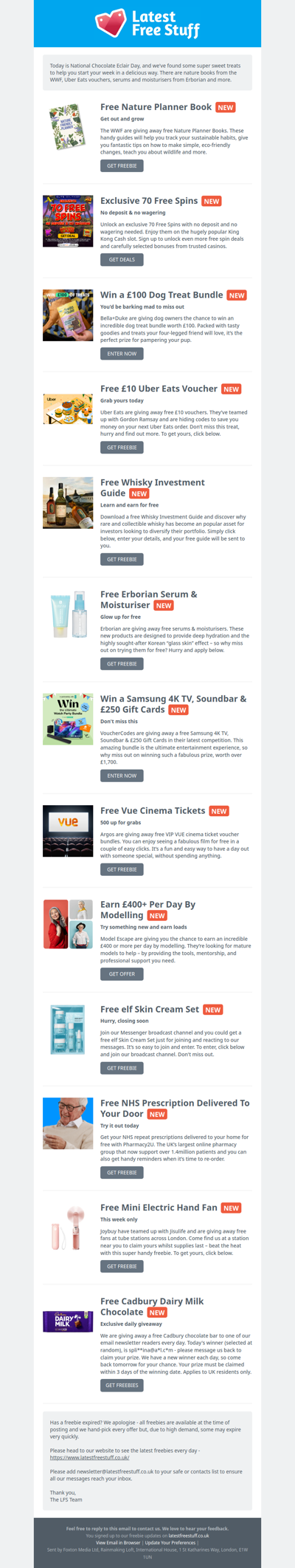 Free Nature Book, Uber Eats Voucher, Erborian Skincare & More