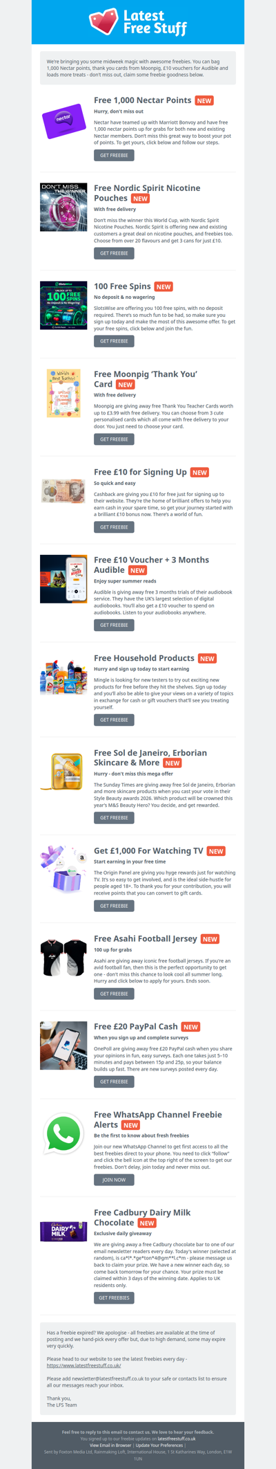 Free 1,000 Nectar Points, Moonpig Card, Erborian Skincare & More