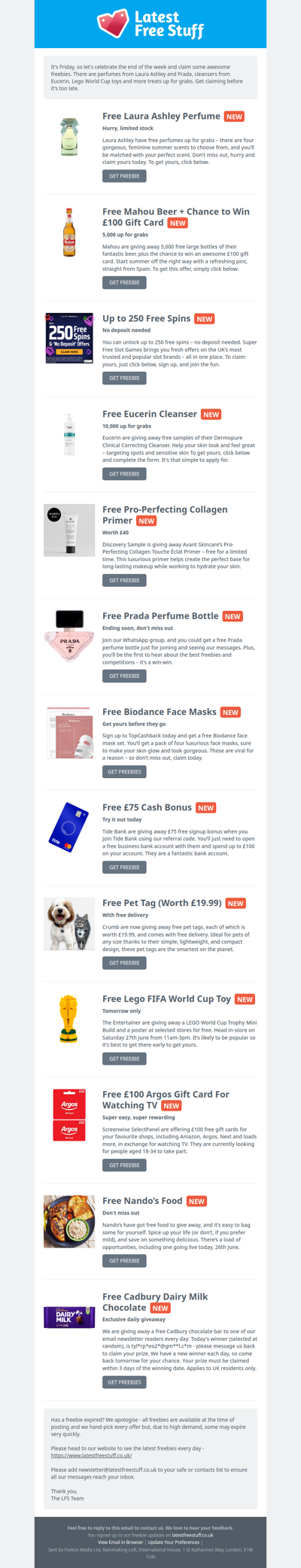 Free Laura Ashley Perfume, Eucerin Cleanser, Prada Perfume & More