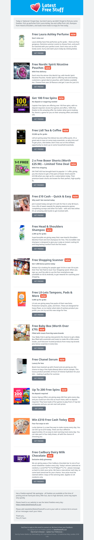 Free Laura Ashley Perfume, Lidl Coffee, Head & Shoulders Shampoo & More