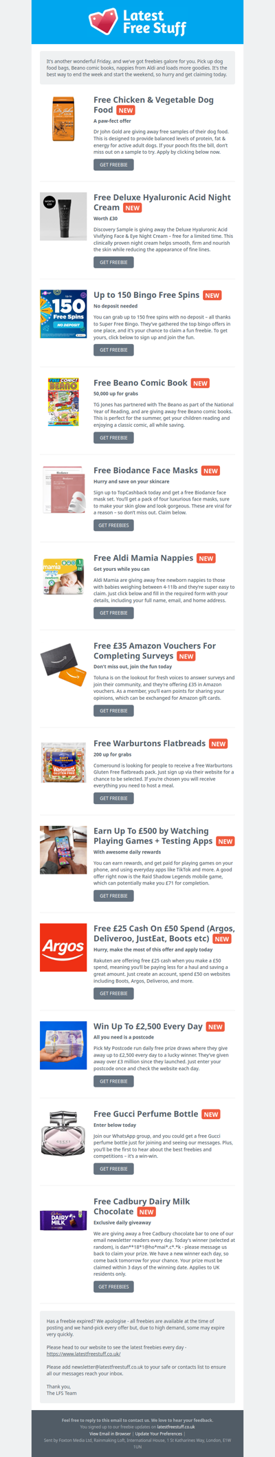 Free Dog Food, Beano Comic, Aldi Nappies & More