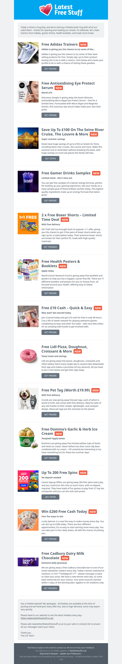 Free Adidas Trainers, Gamer Drinks, Health Booklets & More