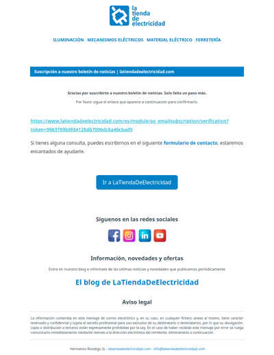 [latiendadeelectricidad.com] Verificación de dirección de correo electrónico