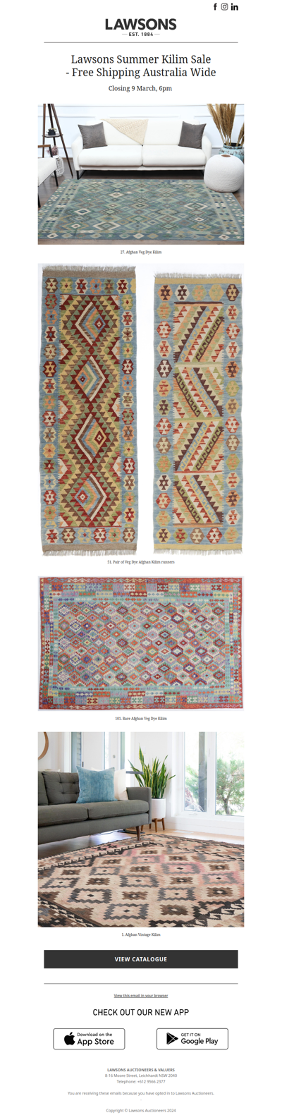 Lawsons Summer Kilim Sale - Free Shipping Australia Wide