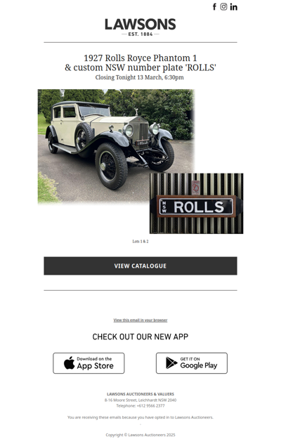 CLOSING TONIGHT | 1927 Rolls Royce Phantom & Custom Plate 