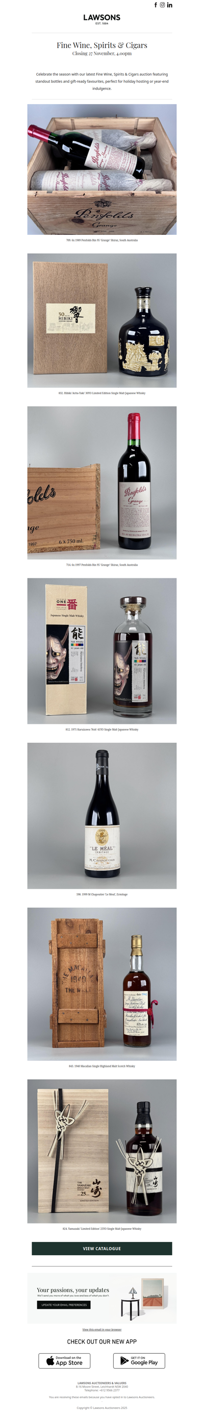 Raise A Glass to the Season: Fine Wine, Spirits & Cigars Auction at Lawsons