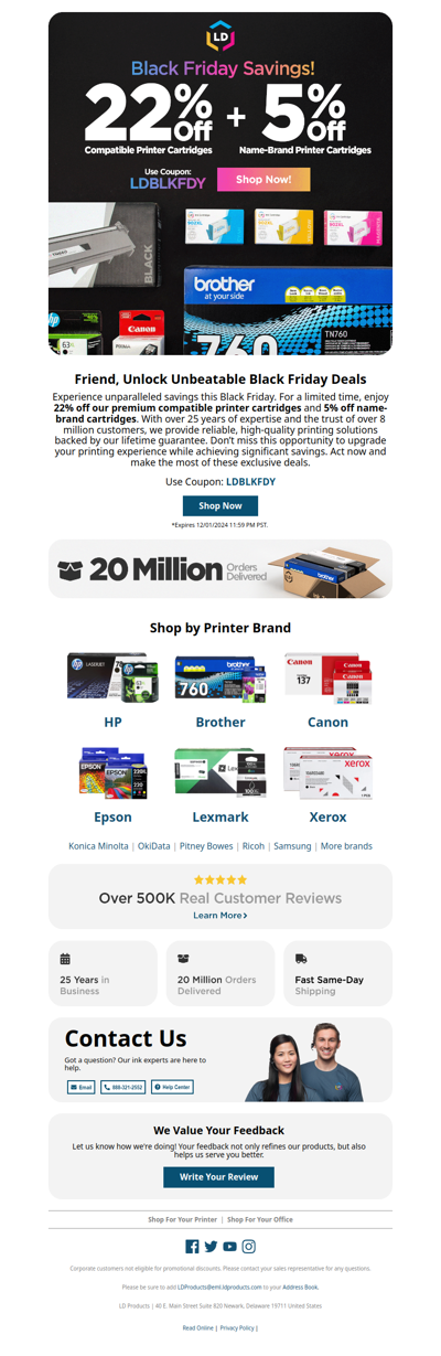 🛍️ Black Friday Blowout: 22% Off Printer Cartridges