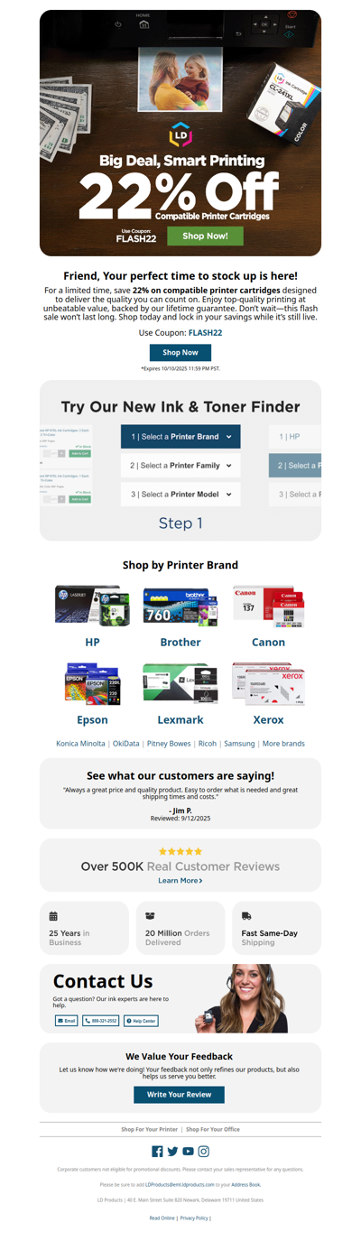 🛒 Don’t Wait! 22% Off Ink Ends in a Flash!