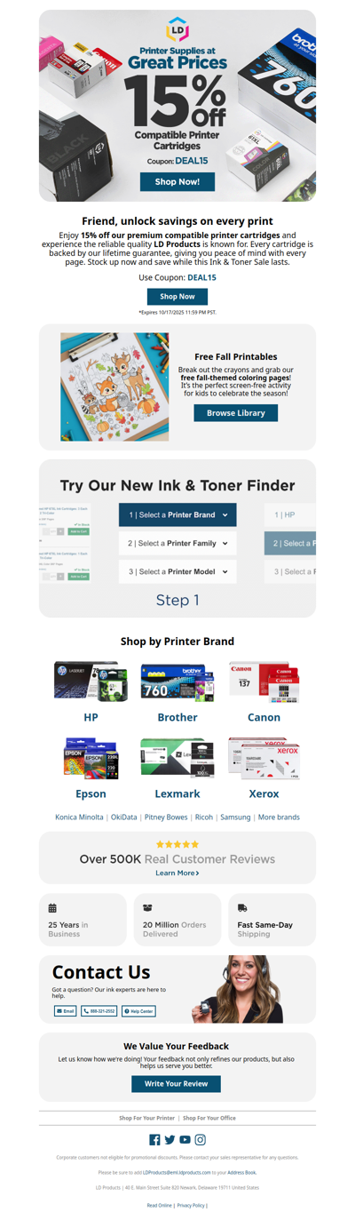 💧 Fresh Ink, Fresh Savings: 15% Off Today!