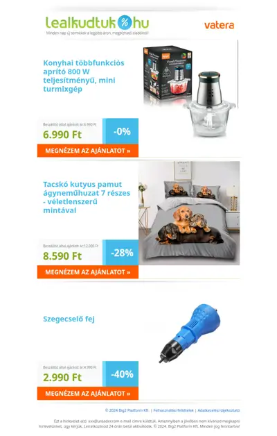 Csak ma: Konyhai többfunkciós aprító 800 W teljesítményű, mini turmixgép 6.990 Ft | Tacskó kutyus pamut ágyneműhuzat 7 részes - véletlenszerű mintával 8.590 Ft