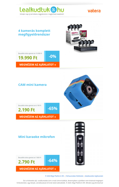 Csak ma: 4 kamerás komplett megfigyelőrendszer 19.990 Ft | CAM mini kamera 2.190 Ft